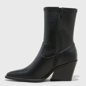 Black Universal Thread Aubree Block Heel Ankle Boots Size 8.5 Memory Foam Insole